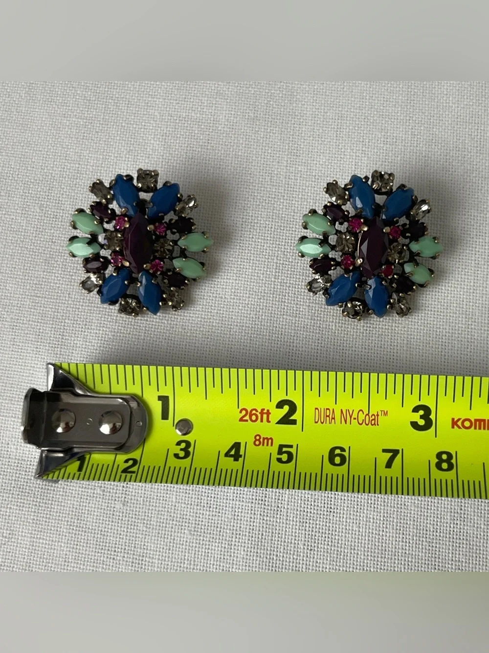 J. Crew Multicolor Crystal Cluster Earrings in Blue, Mint, Purple